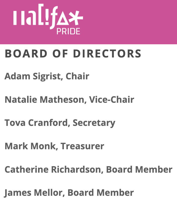 Halifax Pride Board of Directors
