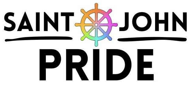 words saint john pride and a rainbow ship's wheel