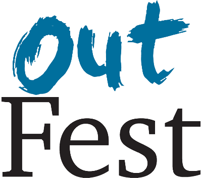 logo: out in chalk, fest in times