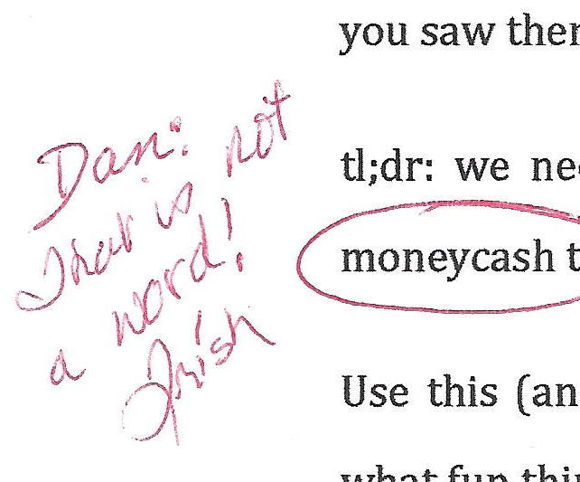 proofreader cicles moneycash: that is not a word!