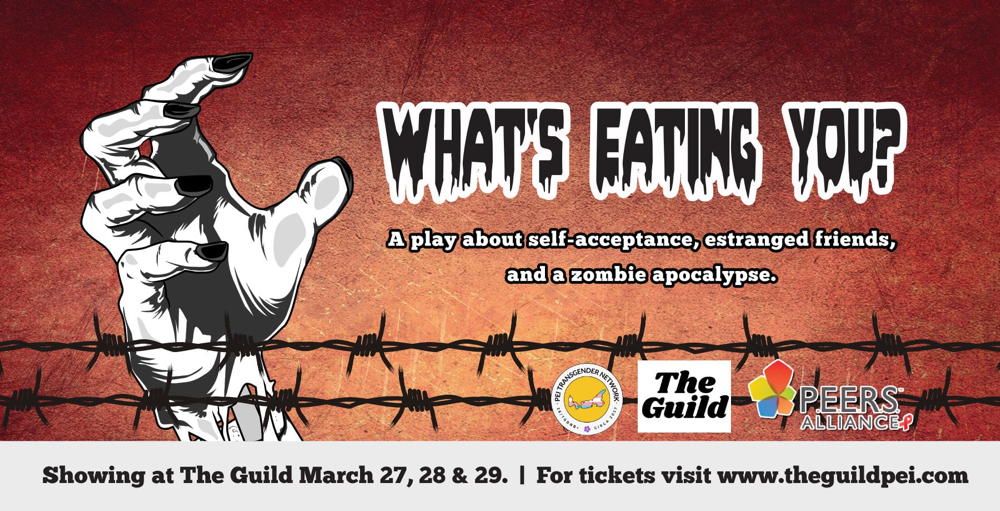 what's eating you poster - a long fingernail hand  reaching up over a barbed wire fence