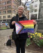 Suzanne Litke & repaired flag